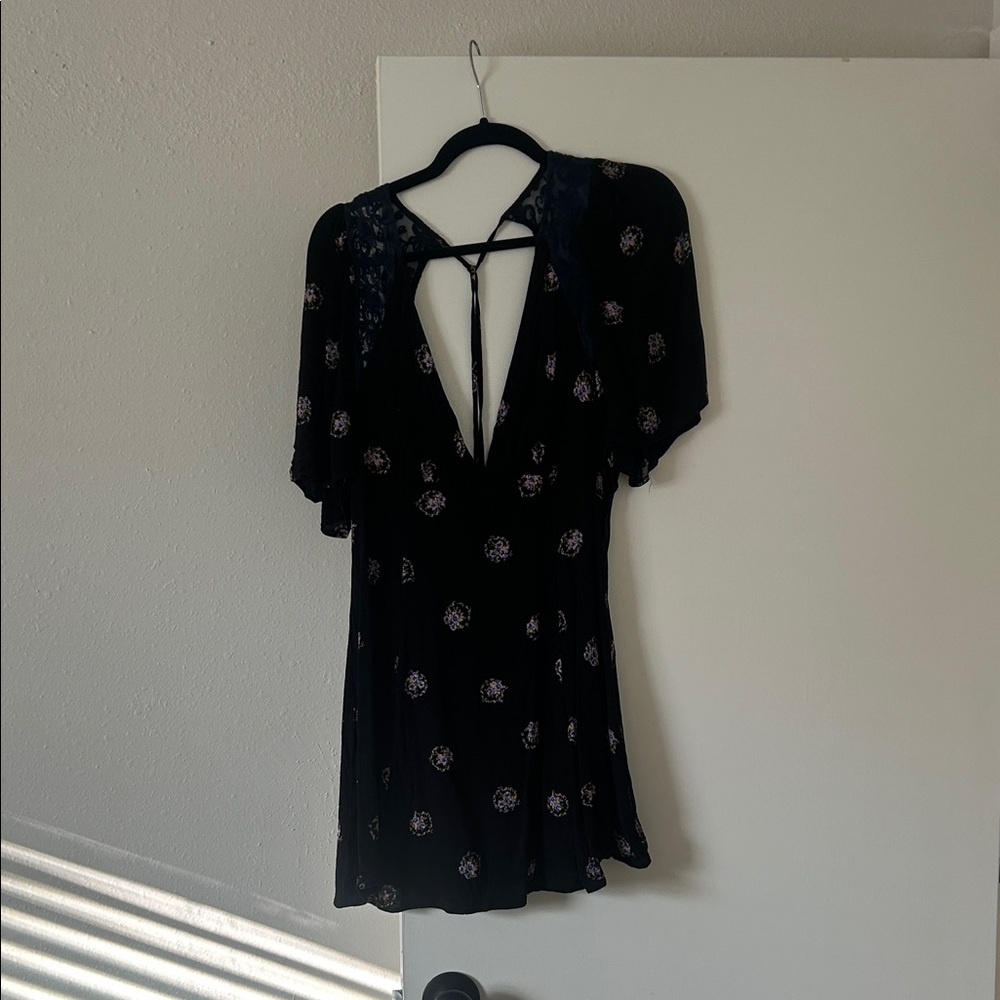 Free People Low Cut Mini Floral Dress